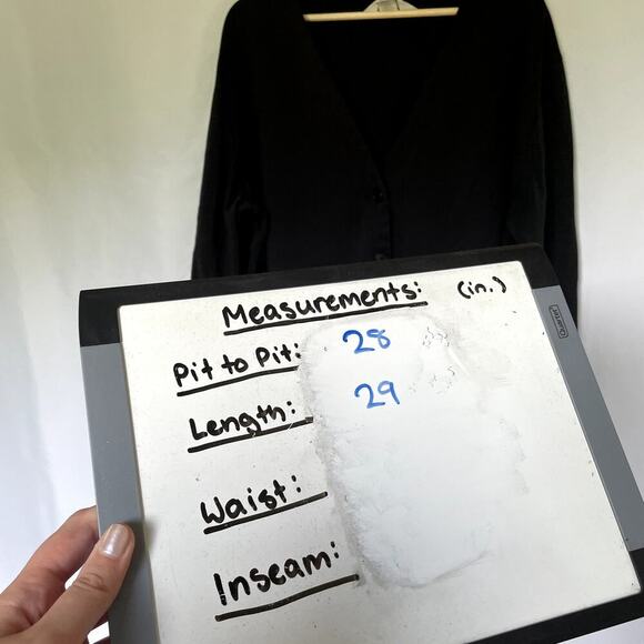 Lands' End black pullover sweater v-neck women's size 18-20 cotton casual pocket - Picture 6 of 7